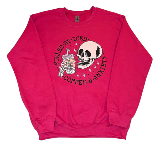 Fueled by Iced Coffee & Anxiety Crewneck Sweatshirt
